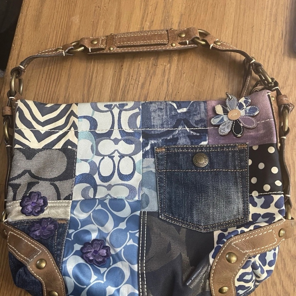 Coach Bag with Blue patchwork